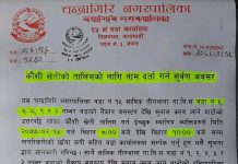 चन्द्रागिरि वडा न १५ को सुचना