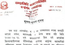 चन्द्रागिरि नगरपालिका वडा न ३ को सूचना