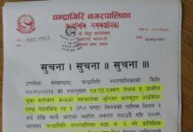 चन्द्रागिरि नगरपािका वडा नं ९ को सूचना