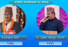 चन्द्रागिरि मेयरमा गठबन्धन तर्फबाट नेपाली काँग्रेस अघि अघि , एमाले पछि पछि chandragiri nagarpalika mayor ghanashyam giri and uttam bhadur raut
