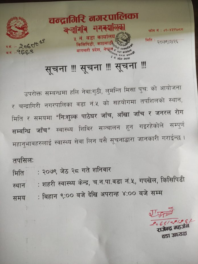 chandragiri ward 5helath