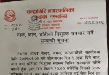 चन्द्रागिरि नगरपालिका वडा नं. १५ को सूचना