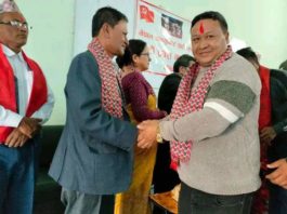 केपि ओलिको हातबाट टीका लगाएर सुरेन्द्र थापा एमाले फर्किए