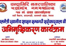 चन्द्रागिरि वडा नं. १४ मा बालमैत्री स्थानीय शासन घोषणाका लागि सरोकारवाला अभिमुखीकरण कार्यक्रम